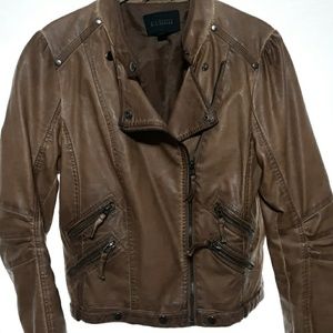 NWOT brown faux leather jacket